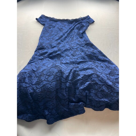 Vintage B Darlin Dress Womens Size 16W Blue Lace Fit & Flare Boat Neck Midi Y2K - Picture 1 of 6